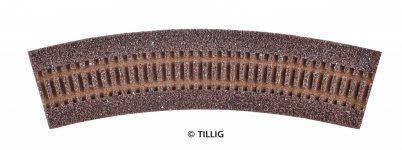 TILLIG 86304 - TT Gleisbettung Modellgleis dunkel (braun) für gebogenes Gleis R21-R24, 30°